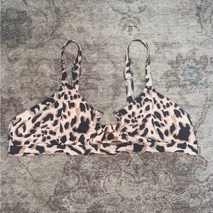 cheetah print bikini top with metal detail